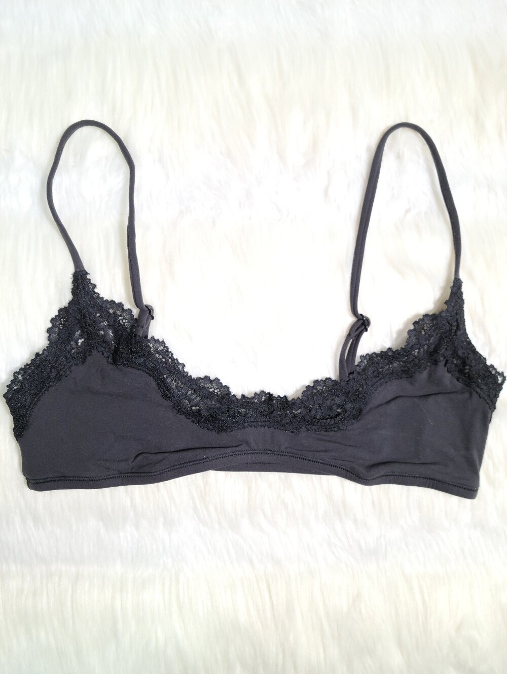 SKIMS Fits Everybody Lace Scoop Bralette Black Onyx Women Small NEW